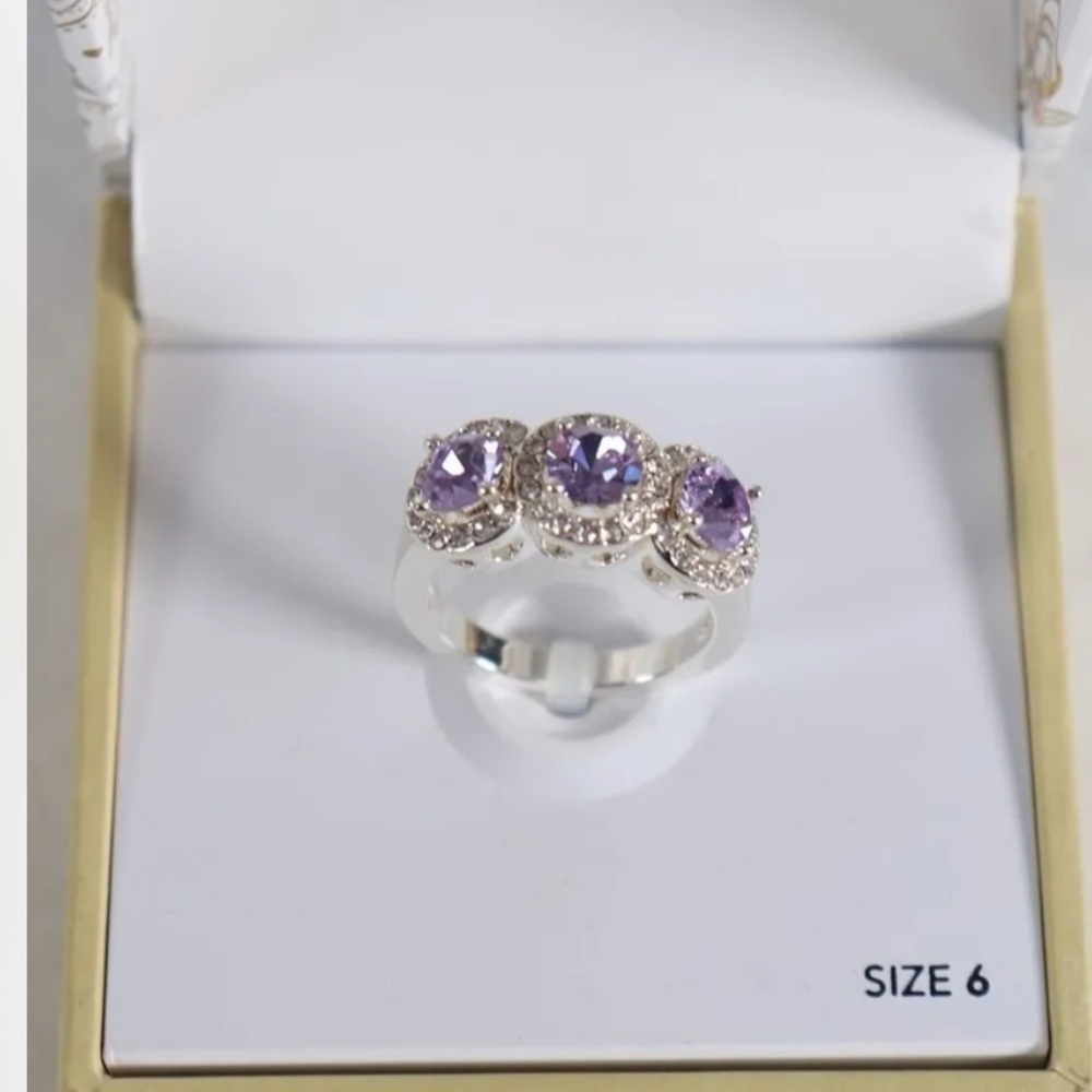 NWT CHARTER CLUB TRIPLE HALO SILVER TONED RING - 6